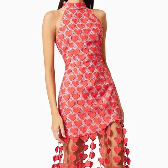 Elliat Elegant Red Heart Dress Anthropologie - Picture 3 of 8